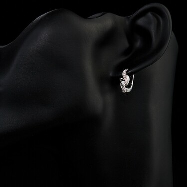 Серебряные серьги с фианитом, родий