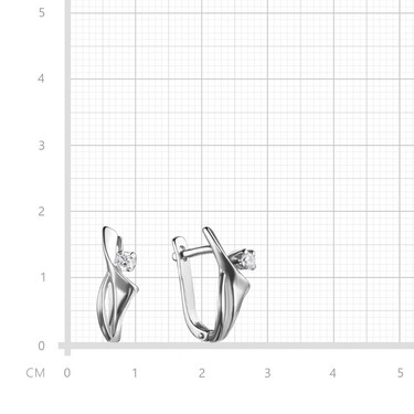 Серебряные серьги с фианитом, родий