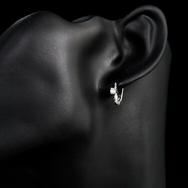 Серебряные серьги с фианитом, родий