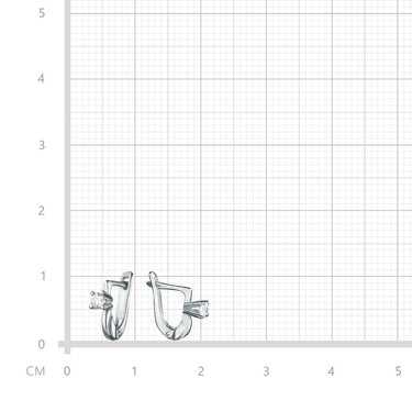 Серебряные серьги с фианитом, родий