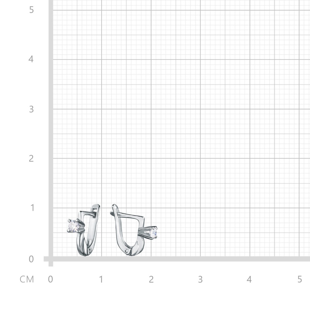Серебряные серьги с фианитом, родий Серьги,Серебро,с вставкой Фианит,с замком Английский,РОССИЯ