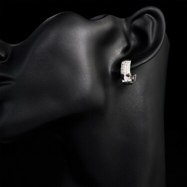 Серебряные серьги с фианитом ,родий