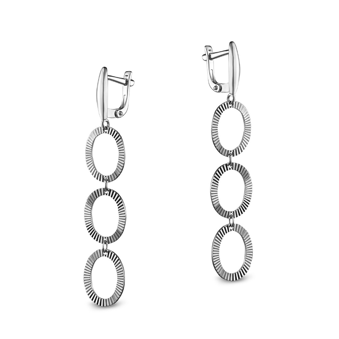 Серебряные серьги с алмазными гранями Серьги,Длинные серьги,Серебро,с вставкой Без вставок,с замком Английский,РОССИЯ