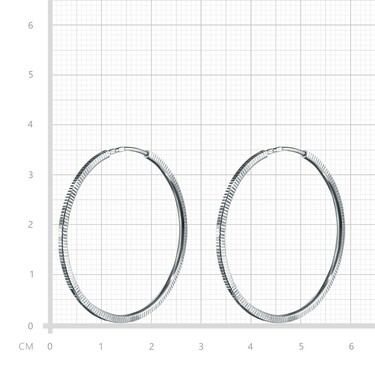 Серебряные классические серьги Кольца / Конго / Круглые с алмазной гранью, родий, 3,5 см