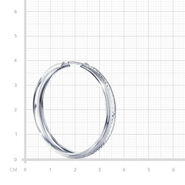 Серебряные классические серьги Кольца / Конго / Круглые с алмазной гранью, родий, 4 см