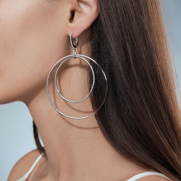 Серебряные серьги трансформеры 3 в 1, покрытие родием