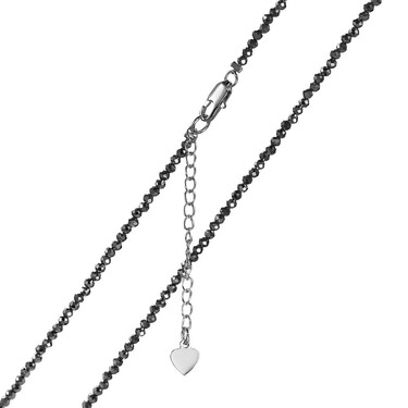 Женские бусы из темно-серого терагерца и ювелирного сплава, родирование