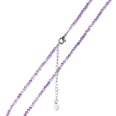 Женские бусы из сиреневого аметиста и ювелирного сплава, родирование