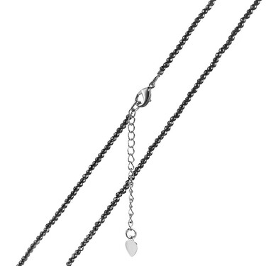 Женские бусы из темно-серого гематита и ювелирного сплава, родирование