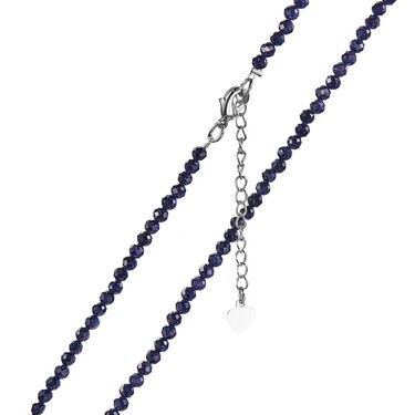 Женские бусы из темно-фиолетового авантюрина и ювелирного сплава, родирование