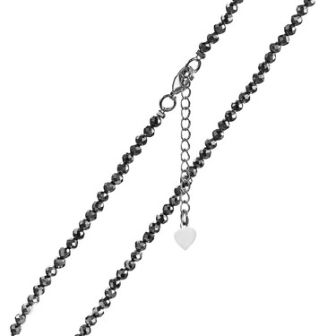 Женские бусы из темно-серого терагерца и ювелирного сплава, родирование