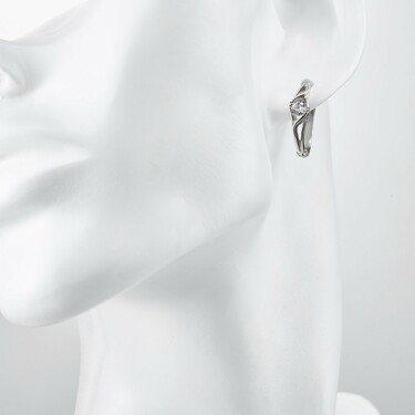 Серебряные серьги с фианитом, родий