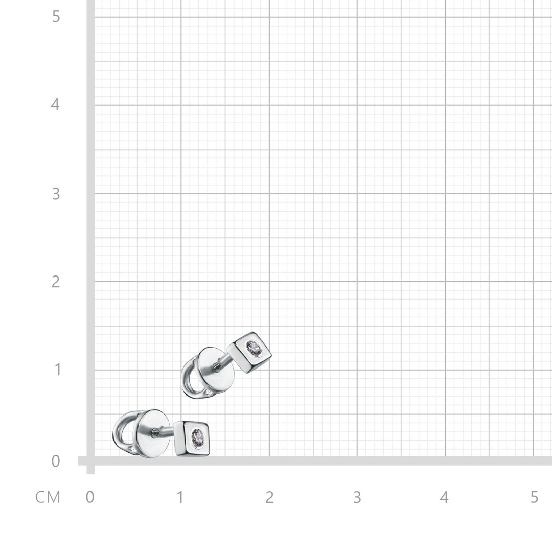 Серебряные серьги / Пусеты / Гвоздики с фианитом, родий Серьги,Серьги Пусеты,Серьги Гвоздики,Серебро,с вставкой Фианит,с замком Пусет,Винтовой,Штыревой,Штифтовой,РОССИЯ