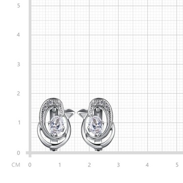 Серебряные серьги с фианитом, родий