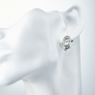 Серебряные серьги с фианитом, родий