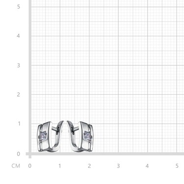 Серебряные серьги с фианитом, родий