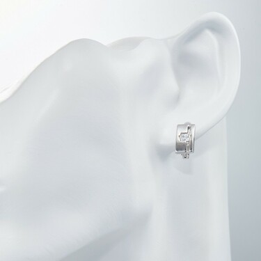 Серебряные серьги с фианитом, родий