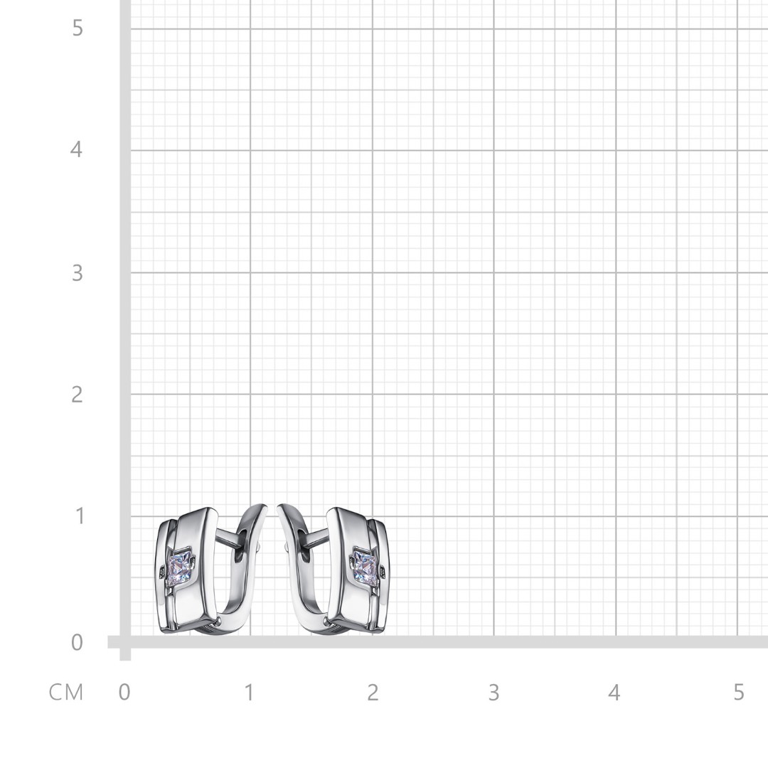 Серебряные серьги с фианитом, родий Серьги,Серебро,с вставкой Фианит,с замком Английский,РОССИЯ