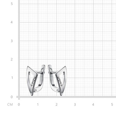 Серебряные серьги с фианитом, родий