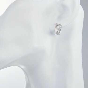 Серебряные серьги с фианитом, родий