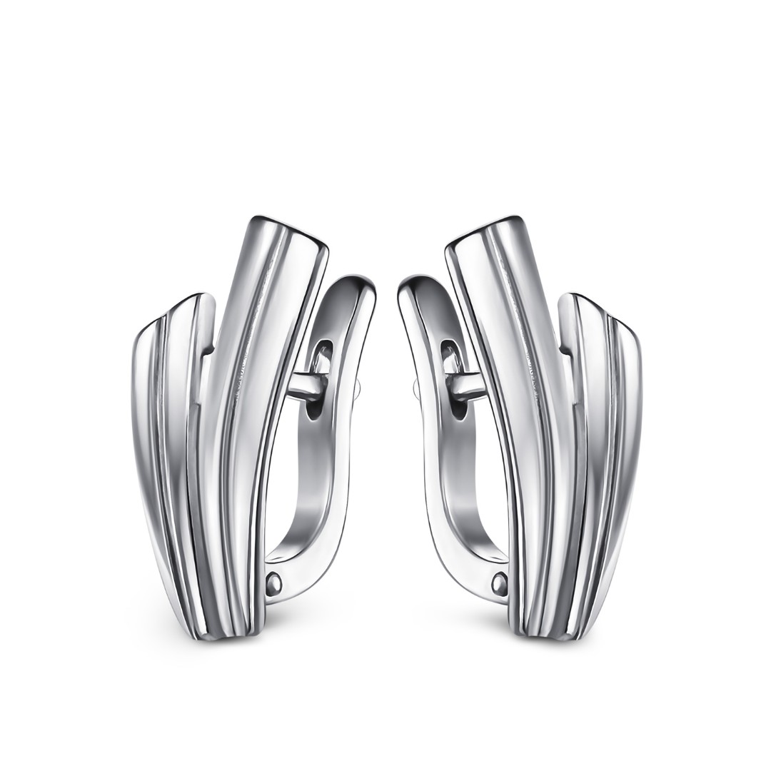 Серебряные серьги, родий Серьги,Серебро,с вставкой Без вставок,с замком Английский,РОССИЯ