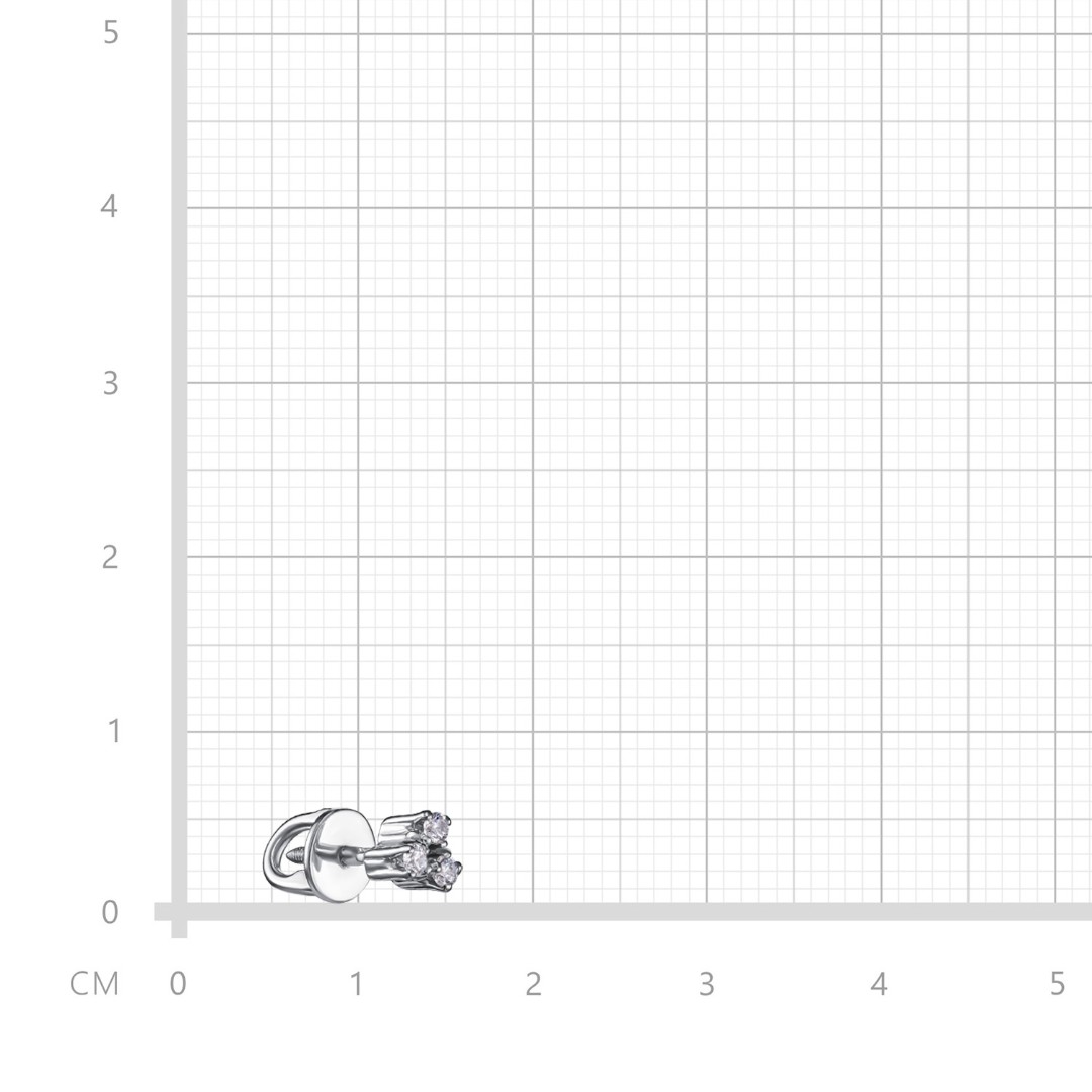 Серебряные серьги / Пусеты / Гвоздики с фианитами, родий Серьги,Серьги Пусеты,Серьги Гвоздики,Серебро,с вставкой Фианит,с замком Пусет,Винтовой,Штыревой,Штифтовой,РОССИЯ