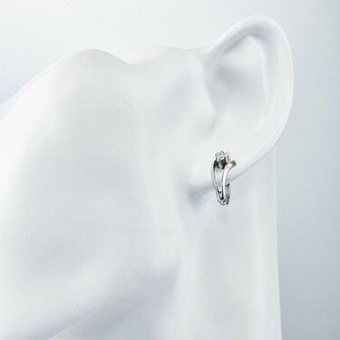 Серебряные серьги с фианитом, родий