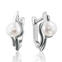 Серьги,Серебро,с вставкой Жемчуг культивированный,с замком Английский,РОССИЯ