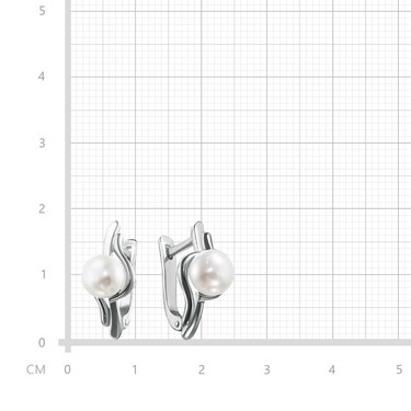 Серебряные серьги с жемчугом, родий