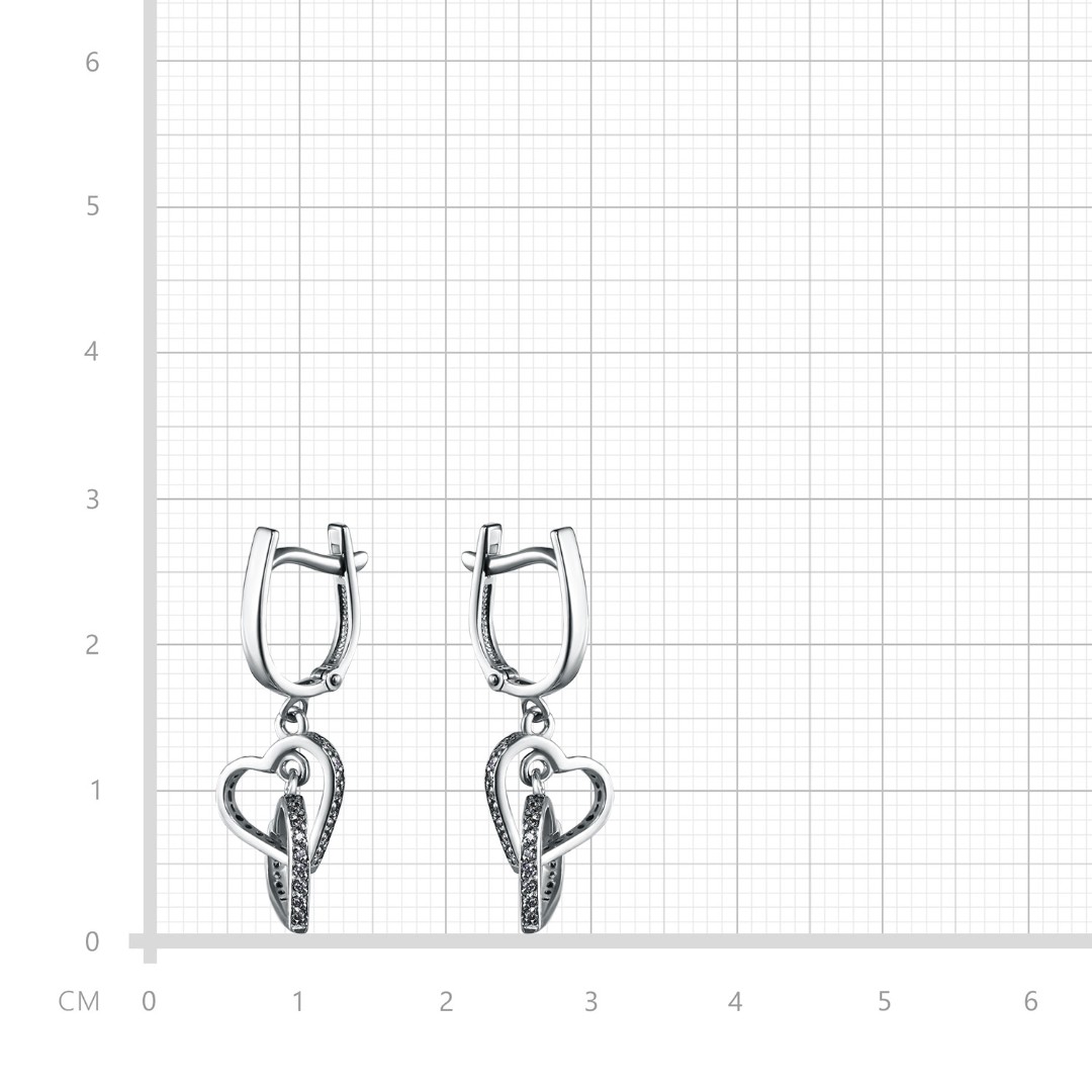 Серьги,Серебро,с вставкой Фианит Белая цвета,с замком Английский,РОССИЯ