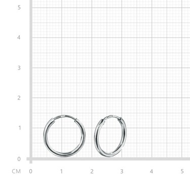 Серебряные классические гладкие серьги Кольца / Конго / Круглые, покрытие родий, диаметр 1,5 см