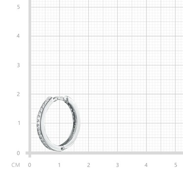 Серебряные серьги Кольца / Конго / Круглые / Хаггисы / Дорожка с фианитами, диаметр 2 см, в родии