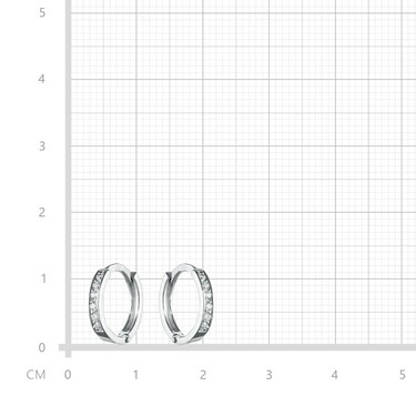 Серебряные серьги Кольца / Конго / Круглые / Хаггисы / Дорожка с фианитами, диаметр 13 мм, в родии