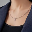 Серебряная подвеска  Крест,Подвеска,Талисман,Амулет,Оберег,Серебро,с вставкой Фианит Белая цвета,РОССИЯ