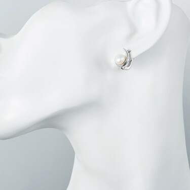 Серебряные серьги с жемчугом, родий