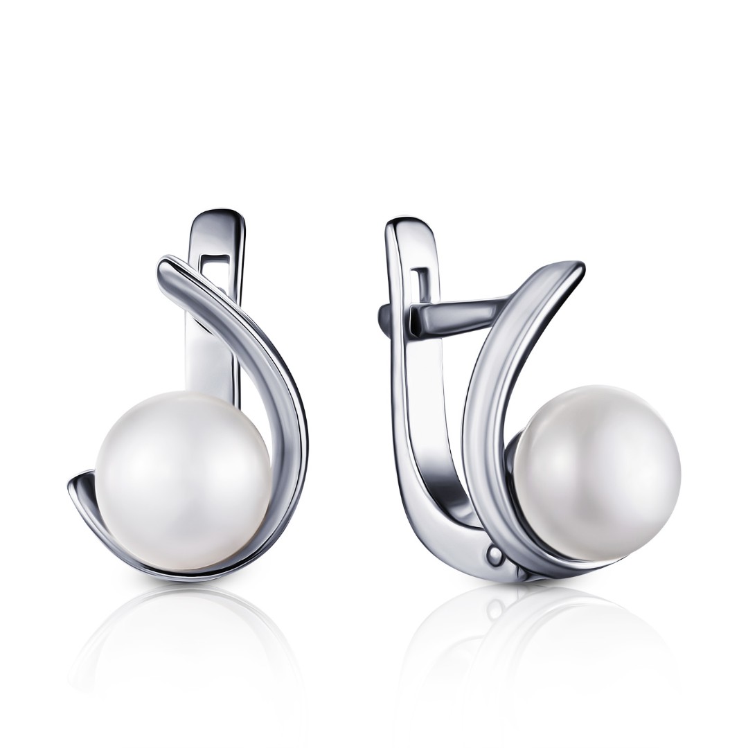 Серьги,Серебро,с вставкой Жемчуг культивированный,РОССИЯ