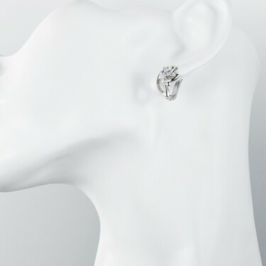 Серебряные серьги с фианитом, родий