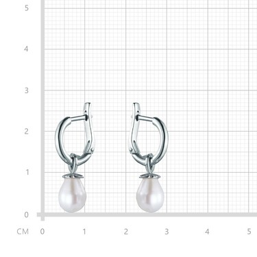 Серебряные серьги с подвижным жемчугом, родий