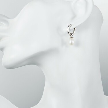 Серебряные серьги с подвижным жемчугом, родий