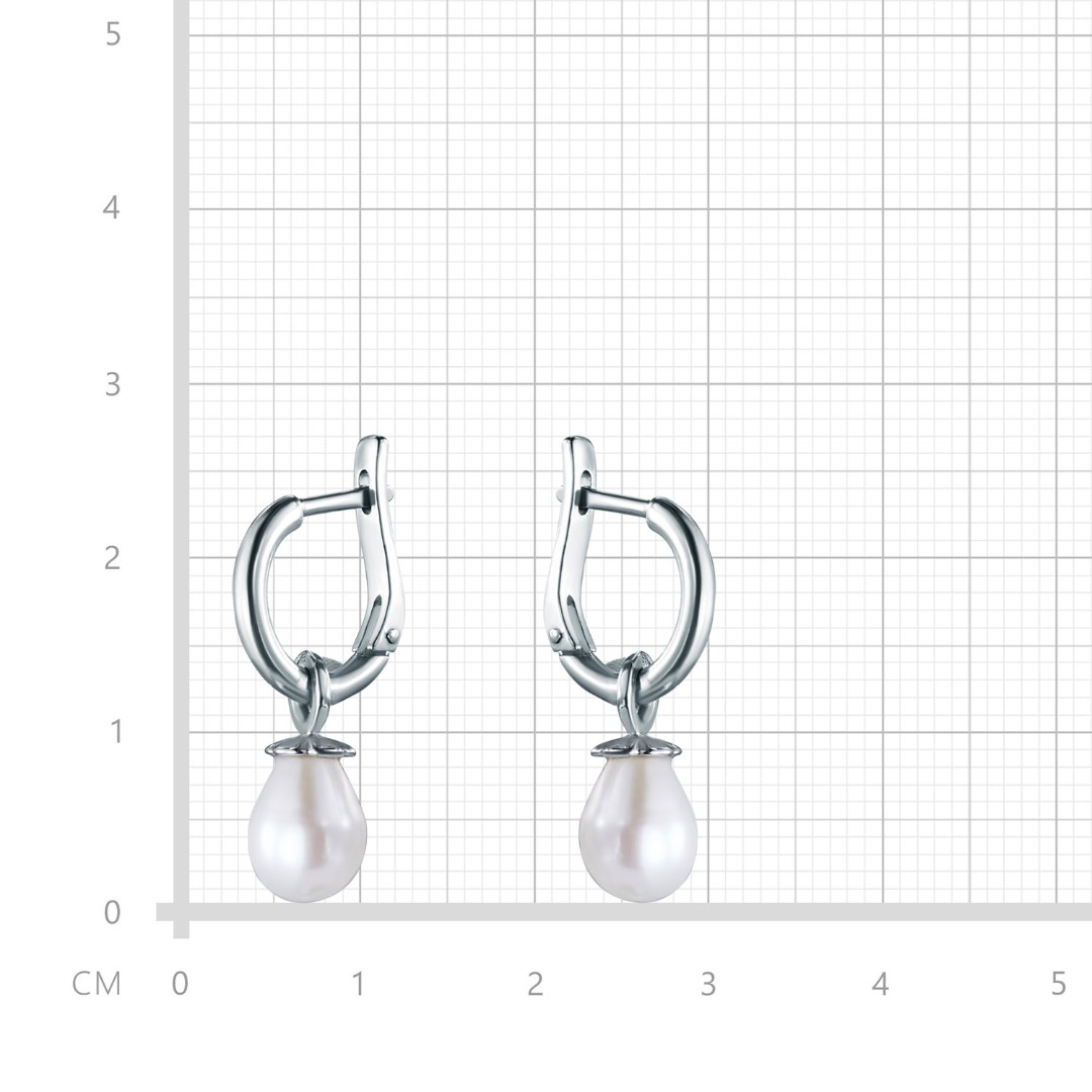 Серьги,Серебро,с вставкой Жемчуг культивированный,с замком Английский,РОССИЯ