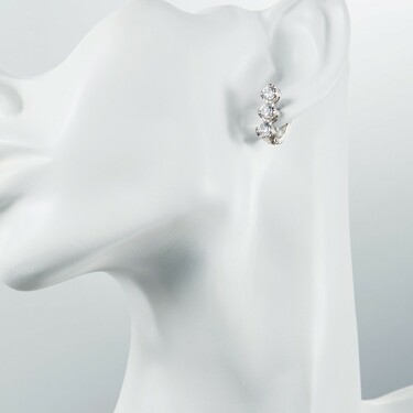 Серебряные серьги с фианитами, родий