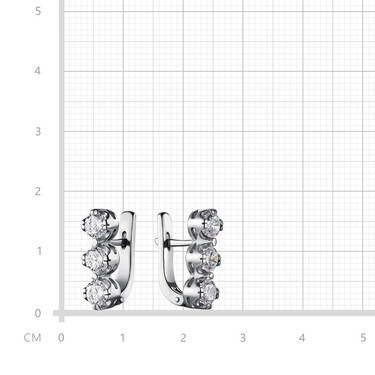 Серебряные серьги с фианитами, родий