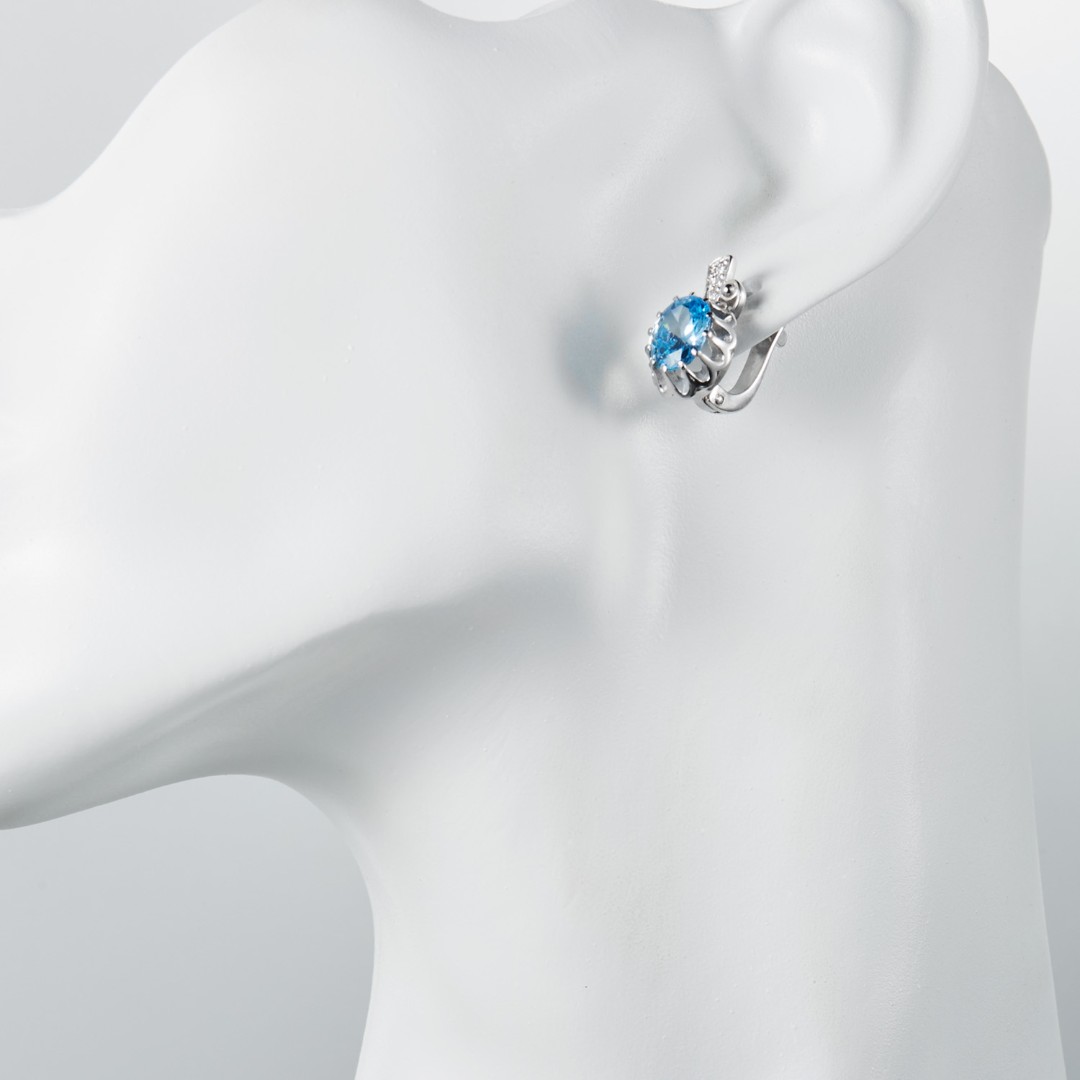 Серебряные серьги  Серьги,Серебро,с вставкой Фианит,с замком Английский,РОССИЯ