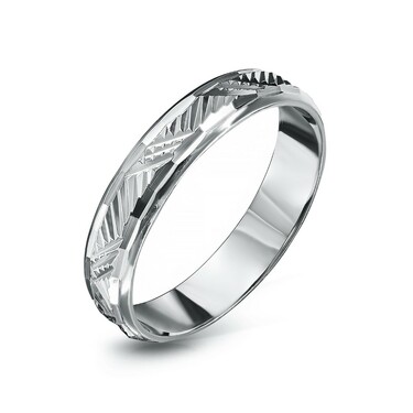 Серебряное кольцо с алмазными гранями, родий