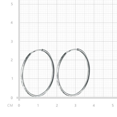 Серебряные классические серьги Кольца / Конго / Круглые с алмазной гранью, диаметр 3,5 см, родий