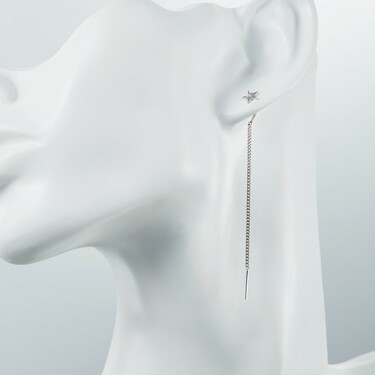 Серебряные длинные серьги-протяжки 