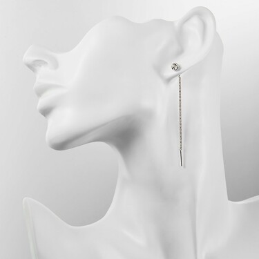 Серебряные длинные серьги-протяжки 