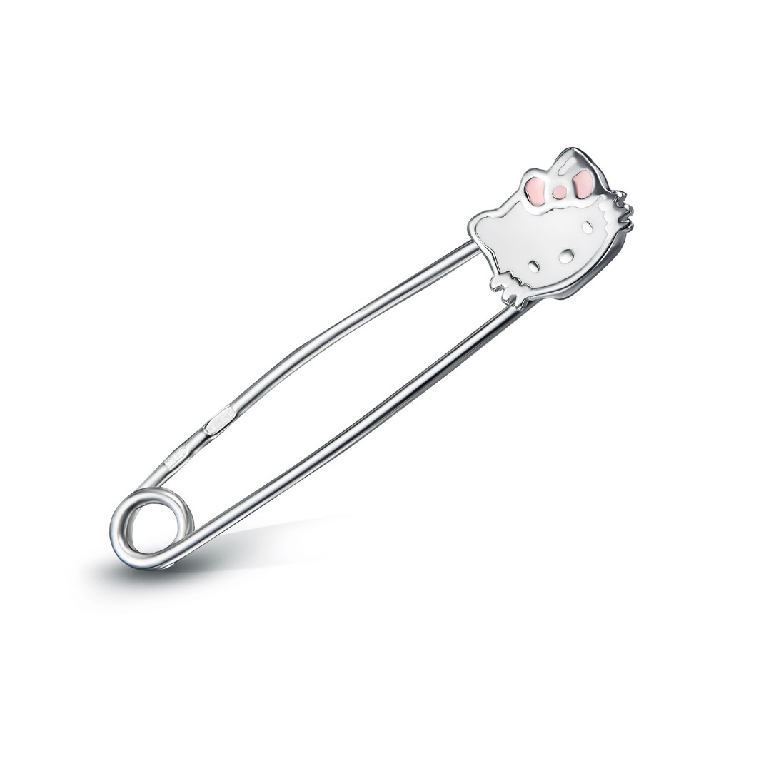 Брошь,Серебро,с вставкой Эмаль Белая,Розовый цвета,с замком Булавка с фиксатором,РОССИЯ