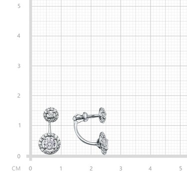 Серебряные серьги / Пусеты / Гвоздики с фианитами, покрытие родий