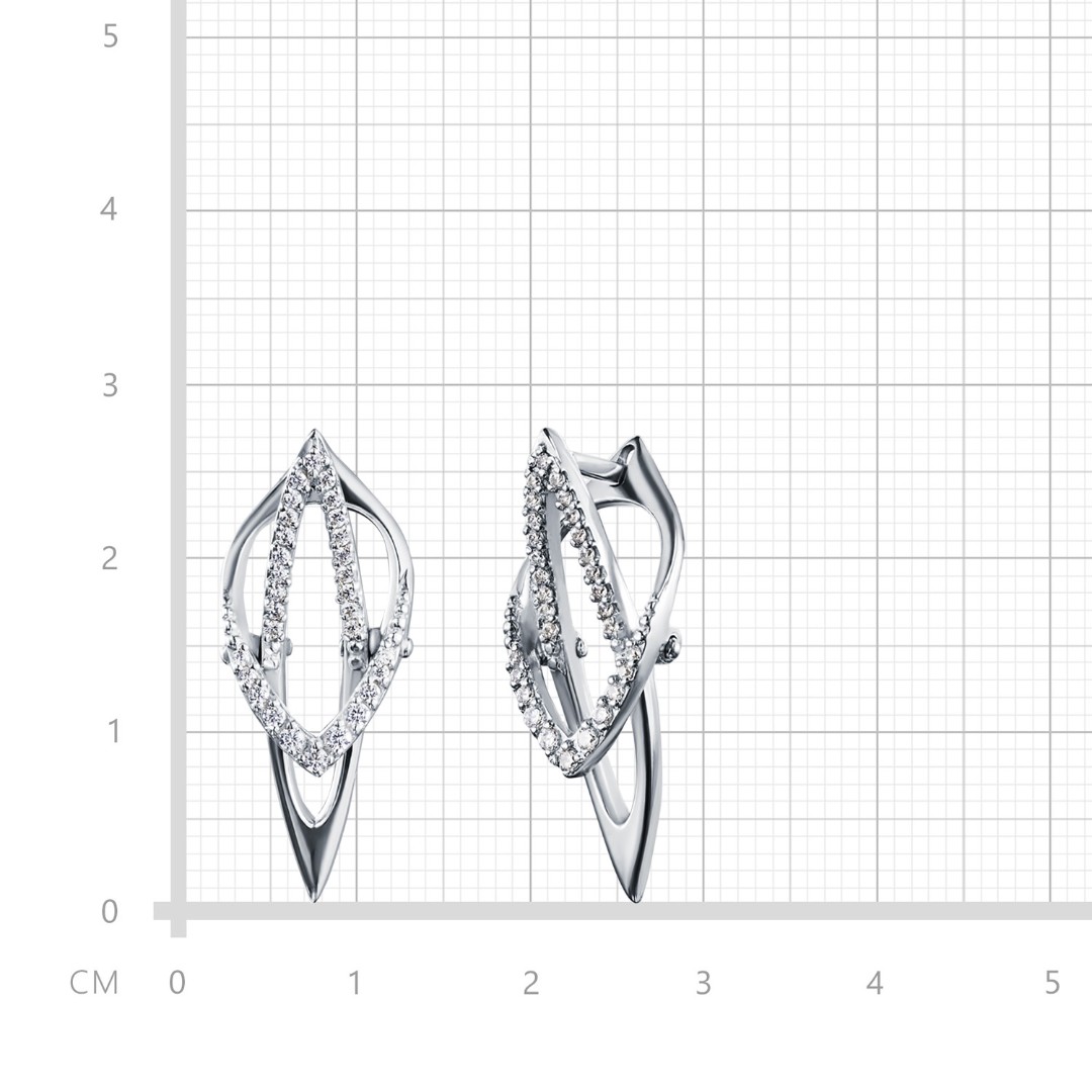 Серебряные серьги Серьги,Длинные серьги,Серебро,с вставкой Фианит Белая цвета,с замком Английский,РОССИЯ
